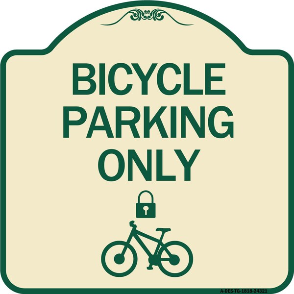 Signmission Bicycle Parking W/ Cycle and LockHeavy-Gauge Aluminum Architectural Sign, 18" x 18", TG-1818-24321 A-DES-TG-1818-24321 - main